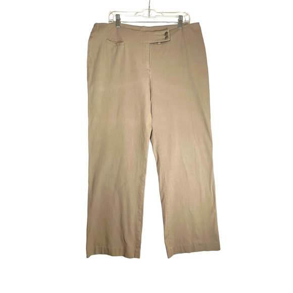 Eileen Fisher Sz L Organic Cotton Pants Beige Stretch Relaxed Straight Leg - Picture 1 of 10